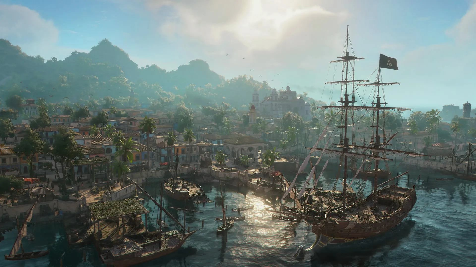 A sunlit Havana street from an official Black Flag Resynced screenshot.