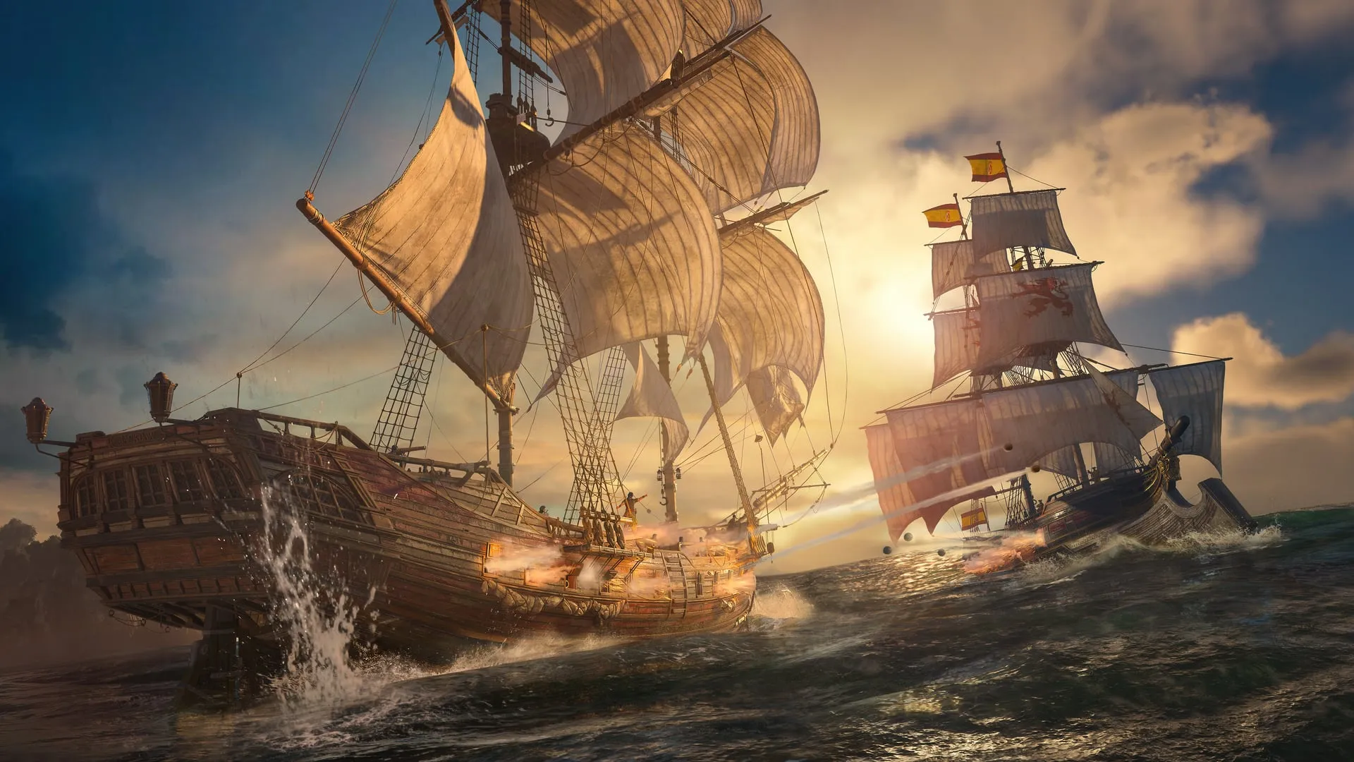 The Jackdaw approaches a ship during an official Black Flag Resynced naval encounter.
