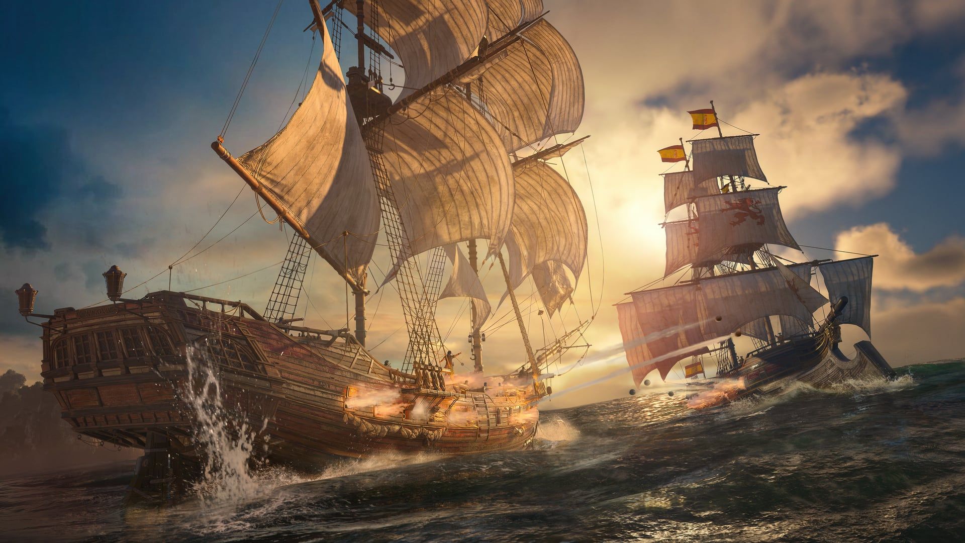 The Jackdaw approaches a ship during an official Black Flag Resynced naval encounter.