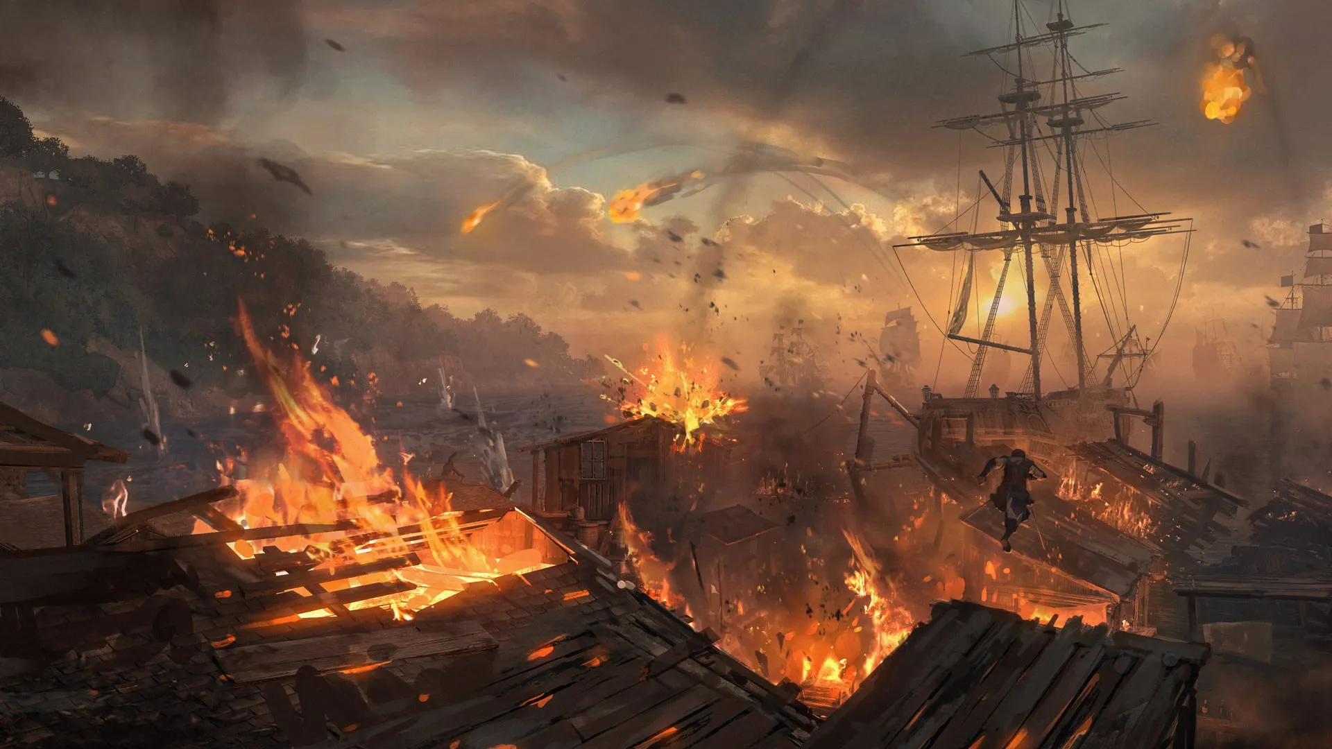 Official Ubisoft Black Flag Resynced concept art of Edward running toward the Jackdaw.
